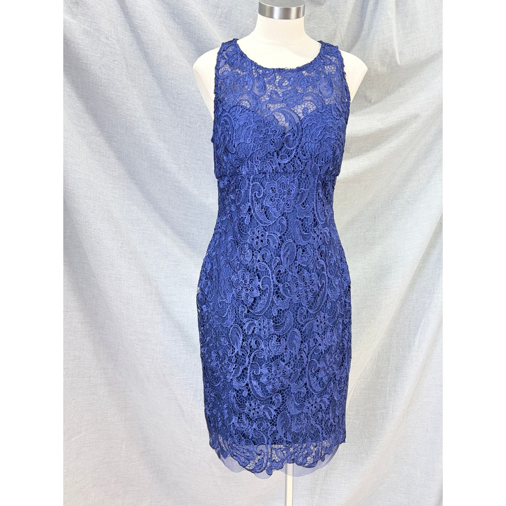 Patra Cobalt Blue Lace Sheath Dress 8‎ Wedding Guest Cocktail Special Occasion